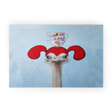 Coco de Paris Funny ostrich with stacking teacups Welcome Mat