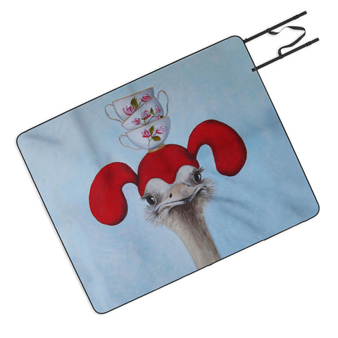 Coco de Paris Funny ostrich with stacking teacups Picnic Blanket