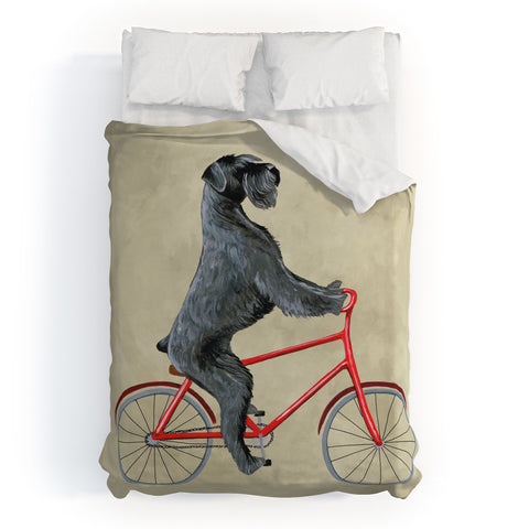Coco de Paris Giant schnauzer on bicycle Duvet Cover