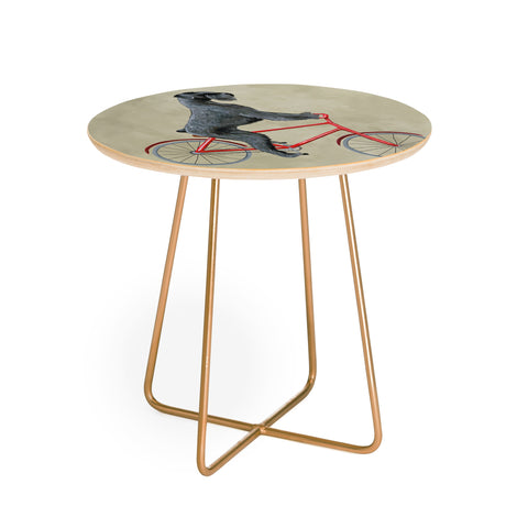 Coco de Paris Giant schnauzer on bicycle Round Side Table