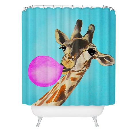 Coco de Paris Giraffe blowing bubblegum Shower Curtain