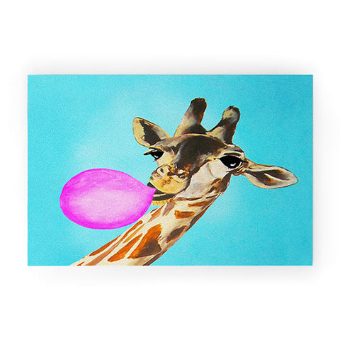 Coco de Paris Giraffe blowing bubblegum Welcome Mat