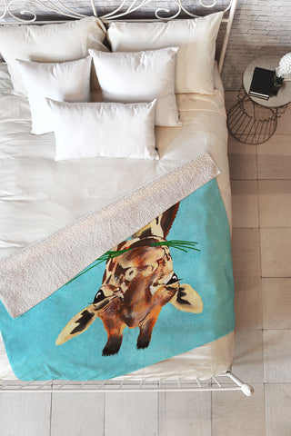 Coco de Paris Giraffe upside down Fleece Throw Blanket