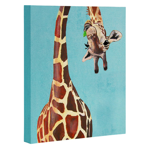 Coco de Paris Giraffe with green leaf Art Canvas