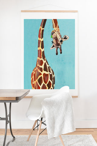 Coco de Paris Giraffe with green leaf Art Print And Hanger