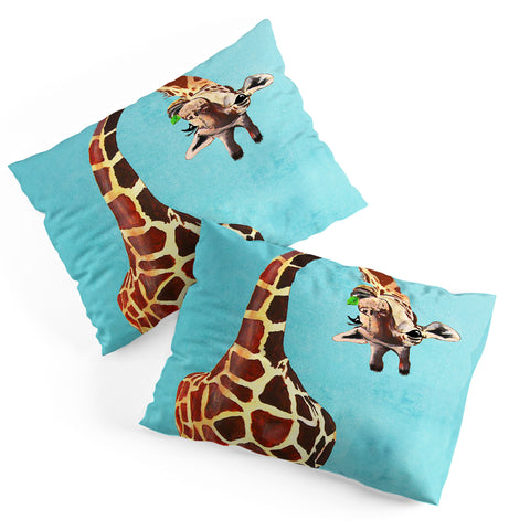 Coco de Paris Giraffe with green leaf Pillow Shams