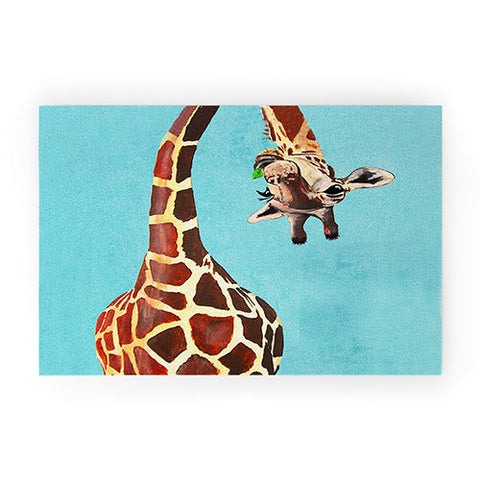 Coco de Paris Giraffe with green leaf Welcome Mat