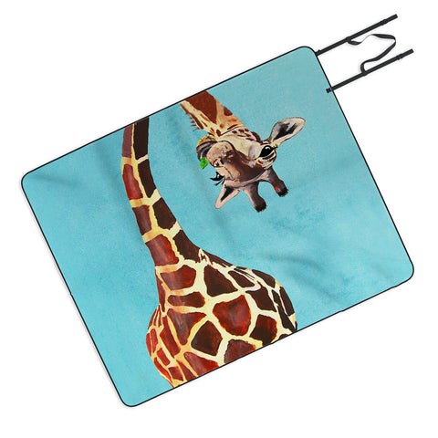 Coco de Paris Giraffe with green leaf Picnic Blanket