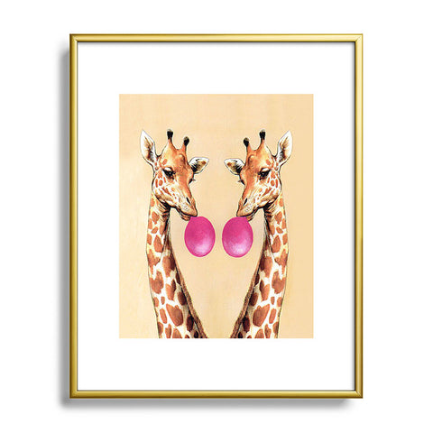 Coco de Paris Giraffes with bubblegum 1 Metal Framed Art Print
