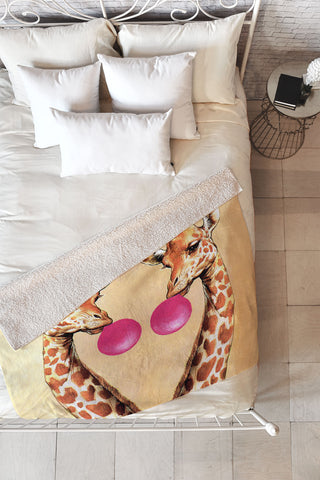 Coco de Paris Giraffes with bubblegum 1 Fleece Throw Blanket