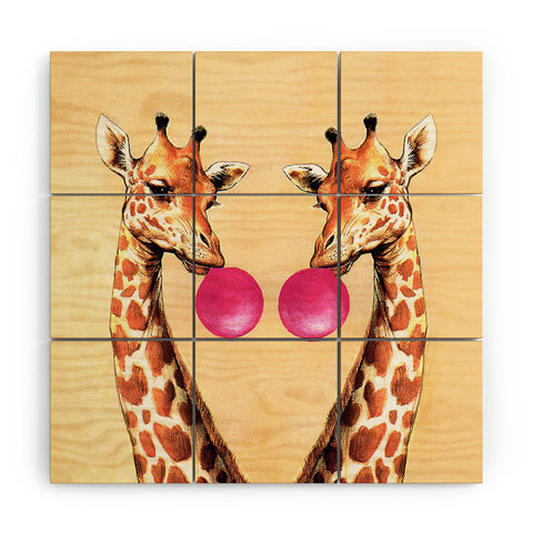 Coco de Paris Giraffes with bubblegum 1 Wood Wall Mural