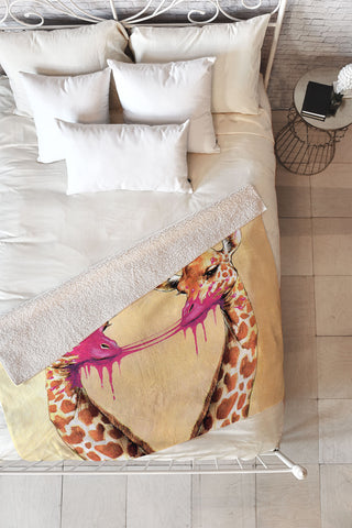 Coco de Paris Giraffes with bubblegum 2 Fleece Throw Blanket