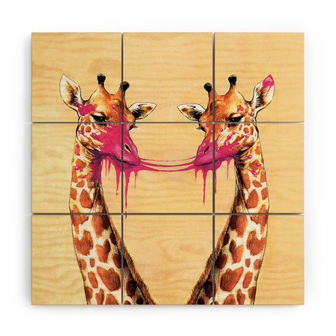 Coco de Paris Giraffes with bubblegum 2 Wood Wall Mural