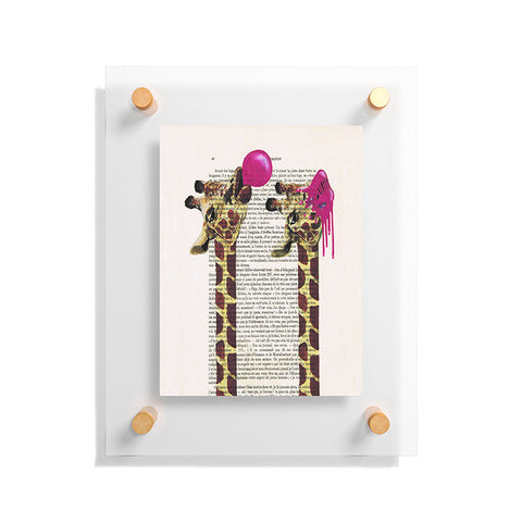 Coco de Paris Giraffes With Bubblegum Floating Acrylic Print