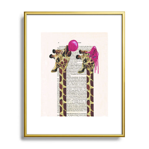 Coco de Paris Giraffes With Bubblegum Metal Framed Art Print