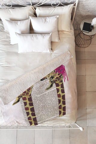 Coco de Paris Giraffes With Bubblegum Fleece Throw Blanket