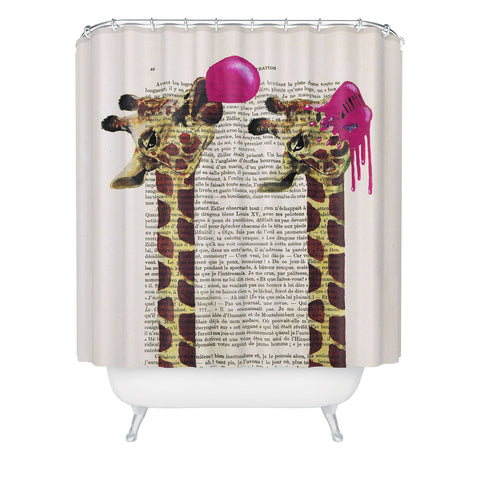 Coco de Paris Giraffes With Bubblegum Shower Curtain