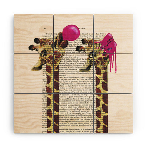Coco de Paris Giraffes With Bubblegum Wood Wall Mural