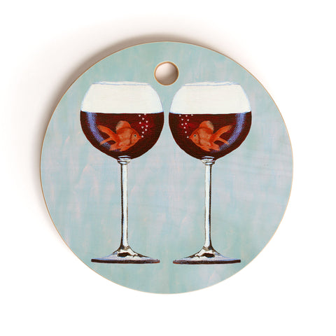 Coco de Paris Goldfishes Wine Love Cutting Board Round
