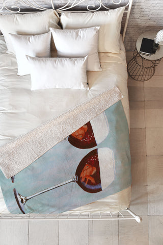 Coco de Paris Goldfishes Wine Love Fleece Throw Blanket