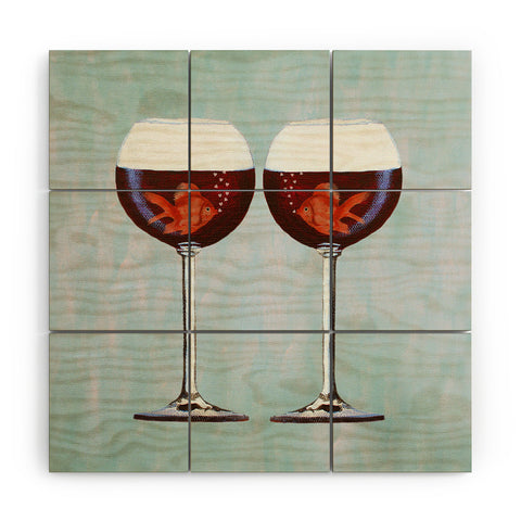 Coco de Paris Goldfishes Wine Love Wood Wall Mural