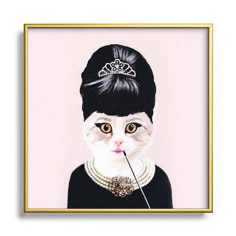 Coco de Paris Hepburn Cat Metal Square Framed Art Print