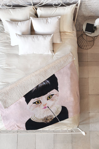 Coco de Paris Hepburn Cat Fleece Throw Blanket