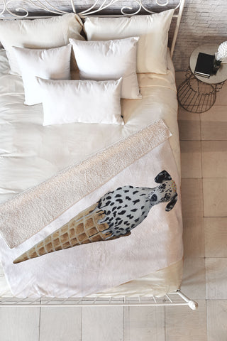 Coco de Paris Icecream Dalmatian Fleece Throw Blanket