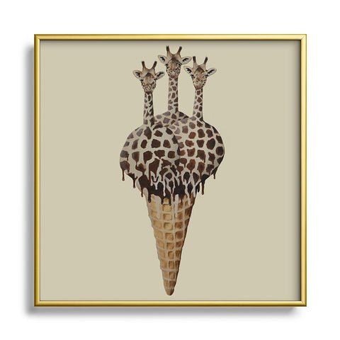 Coco de Paris Icecream giraffes Metal Square Framed Art Print