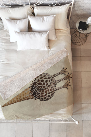 Coco de Paris Icecream giraffes Fleece Throw Blanket