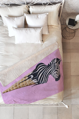 Coco de Paris Icecream zebra Fleece Throw Blanket