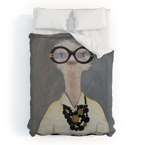 Coco de Paris Iris Apfel Ostrich Duvet Cover