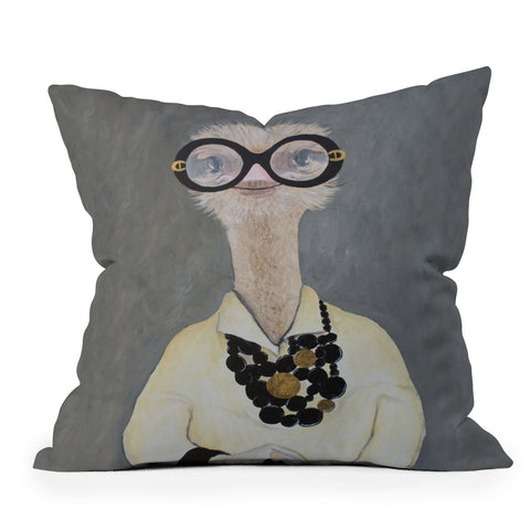 Coco de Paris Iris Apfel Ostrich Outdoor Throw Pillow