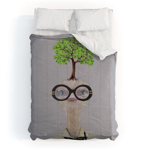 Coco de Paris Iris Apfel ostrich with a tree Comforter
