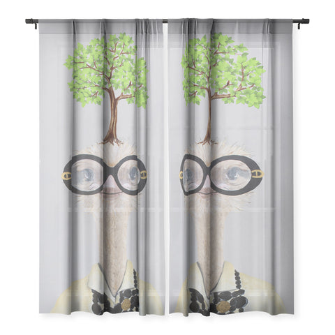Coco de Paris Iris Apfel ostrich with a tree Sheer Non Repeat