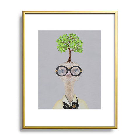Coco de Paris Iris Apfel ostrich with a tree Metal Framed Art Print