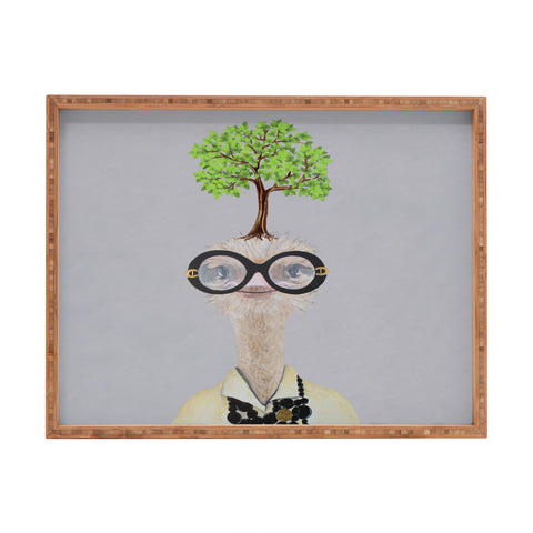 Coco de Paris Iris Apfel ostrich with a tree Rectangular Tray
