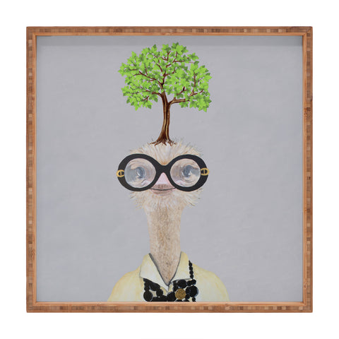 Coco de Paris Iris Apfel ostrich with a tree Square Tray