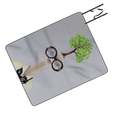 Coco de Paris Iris Apfel ostrich with a tree Picnic Blanket