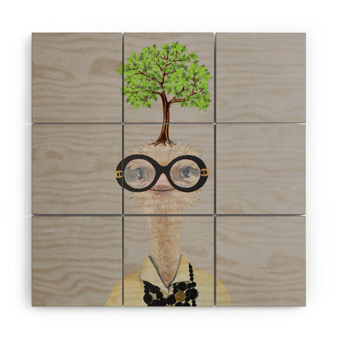 Coco de Paris Iris Apfel ostrich with a tree Wood Wall Mural