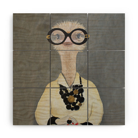 Coco de Paris Iris Apfel Ostrich Wood Wall Mural