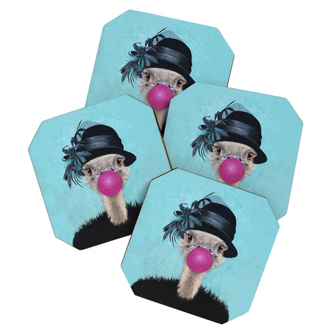 Coco de Paris Ostrich with bubblegum Coaster Set