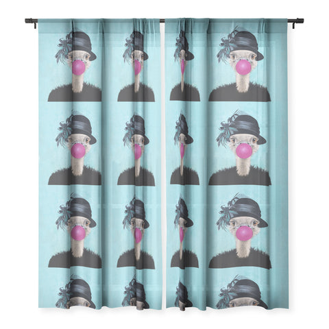 Coco de Paris Ostrich with bubblegum Sheer Window Curtain