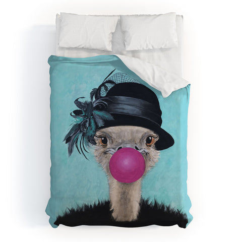 Coco de Paris Ostrich with bubblegum Duvet Cover