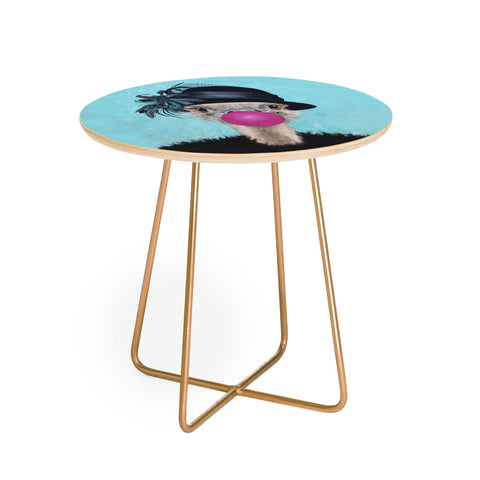 Coco de Paris Ostrich with bubblegum Round Side Table