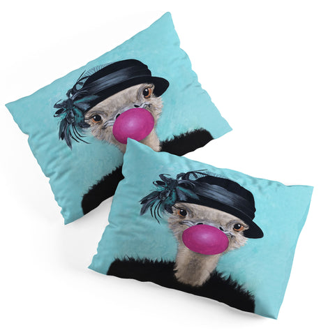 Coco de Paris Ostrich with bubblegum Pillow Shams