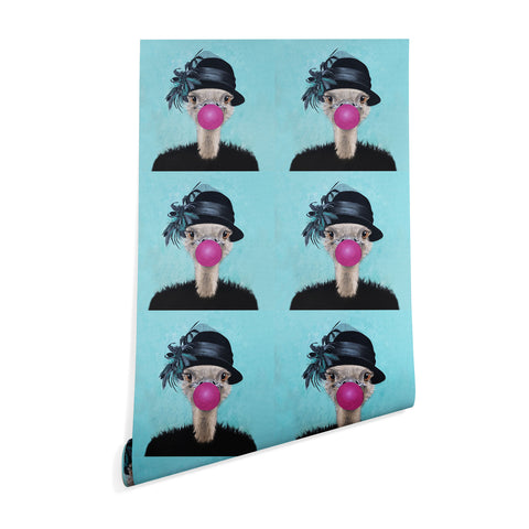 Coco de Paris Ostrich with bubblegum Wallpaper
