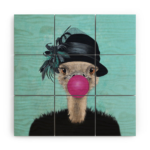 Coco de Paris Ostrich with bubblegum Wood Wall Mural