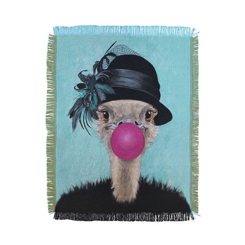 Coco de Paris Ostrich with bubblegum Throw Blanket