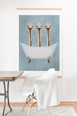 Coco de Paris Ostriches in bathtub Art Print And Hanger